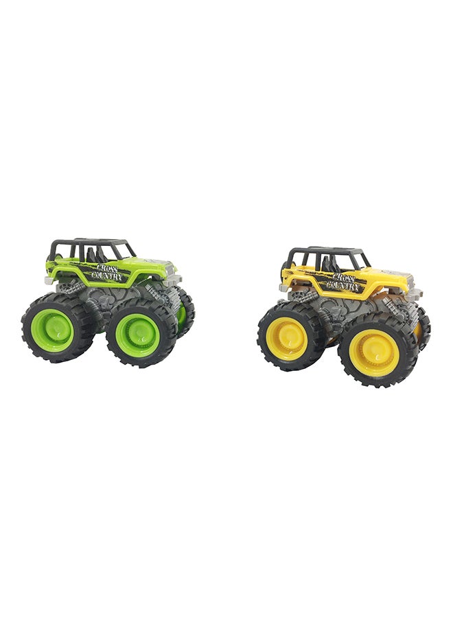Galaxy Toys - Galaxy Friction Truck - 12 cm Assorted Set | Pull-Back Powered Trucks for Kids | Special Big Wheel 4WD Series | Durable Plastic Trucks in Green & Yellow | Vehicle Play Set - Image 1