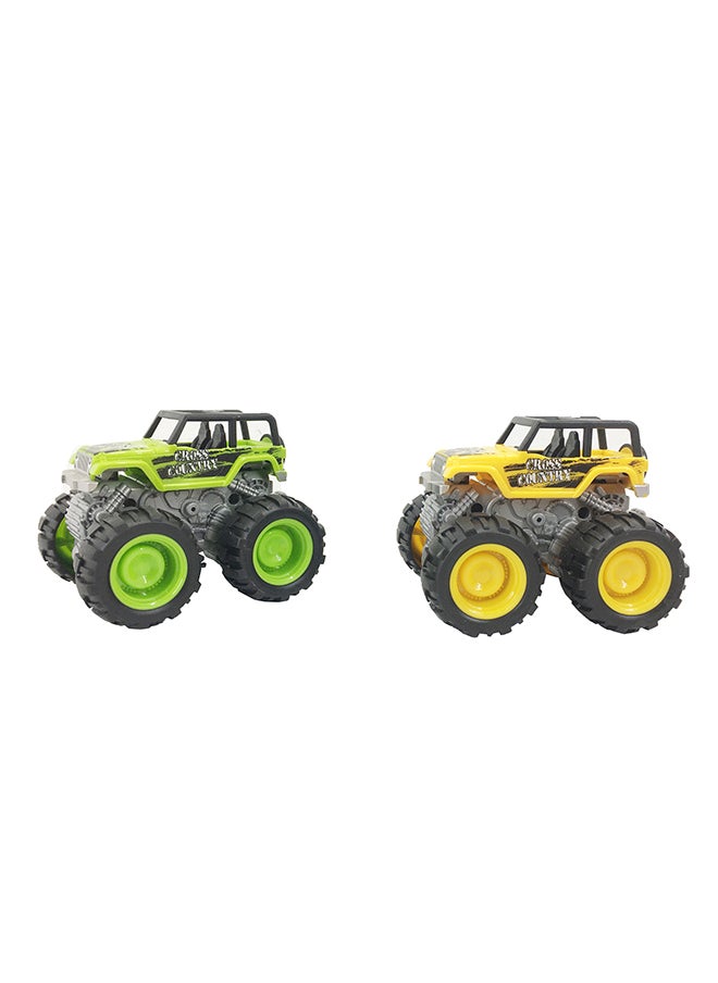 Galaxy Toys - Galaxy Friction Truck - 12 cm Assorted Set | Pull-Back Powered Trucks for Kids | Special Big Wheel 4WD Series | Durable Plastic Trucks in Green & Yellow | Vehicle Play Set - Image 1