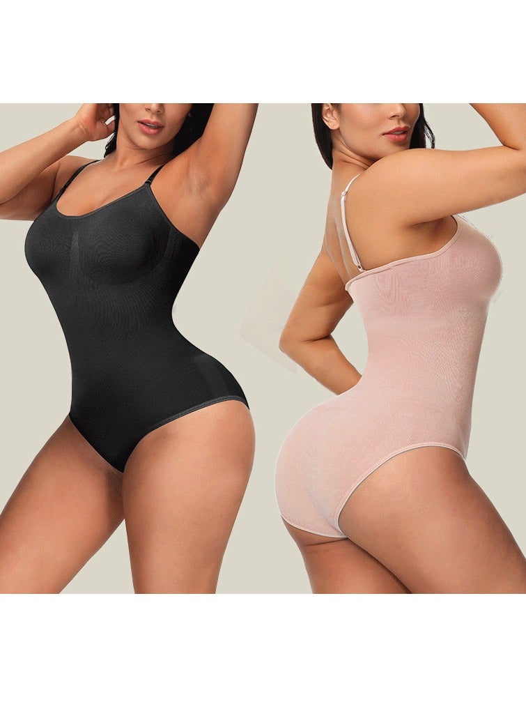 SYOSI 2 Pack Bodysuit for Women Seamless Tummy Control Shapewear Sculpting Thong Sleeveless Women Body Shaper with Lift 3 Hooks Elastic Fabric Adjustable Shoulder Strap Fitted Design  - Image 2
