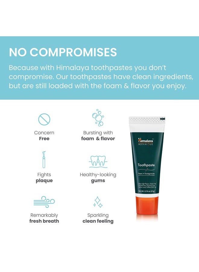 Premium Nature Botanique Neem & Pomegranate Toothpaste, Original Formula for Brighter Teeth and Fresh Breath, 0.74 oz, Fluoride Free, TSA Approved Travel Size, 10 Pack - Image 5