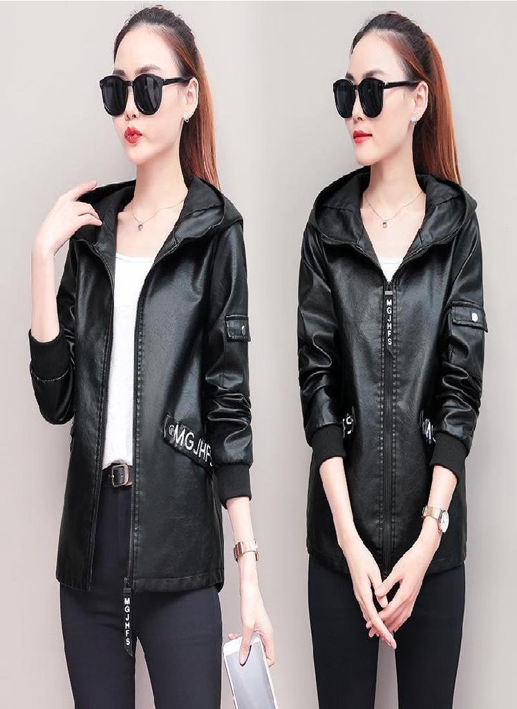Eckek - Short Leather Jacket Women Pu Leather Jacket - Image 1