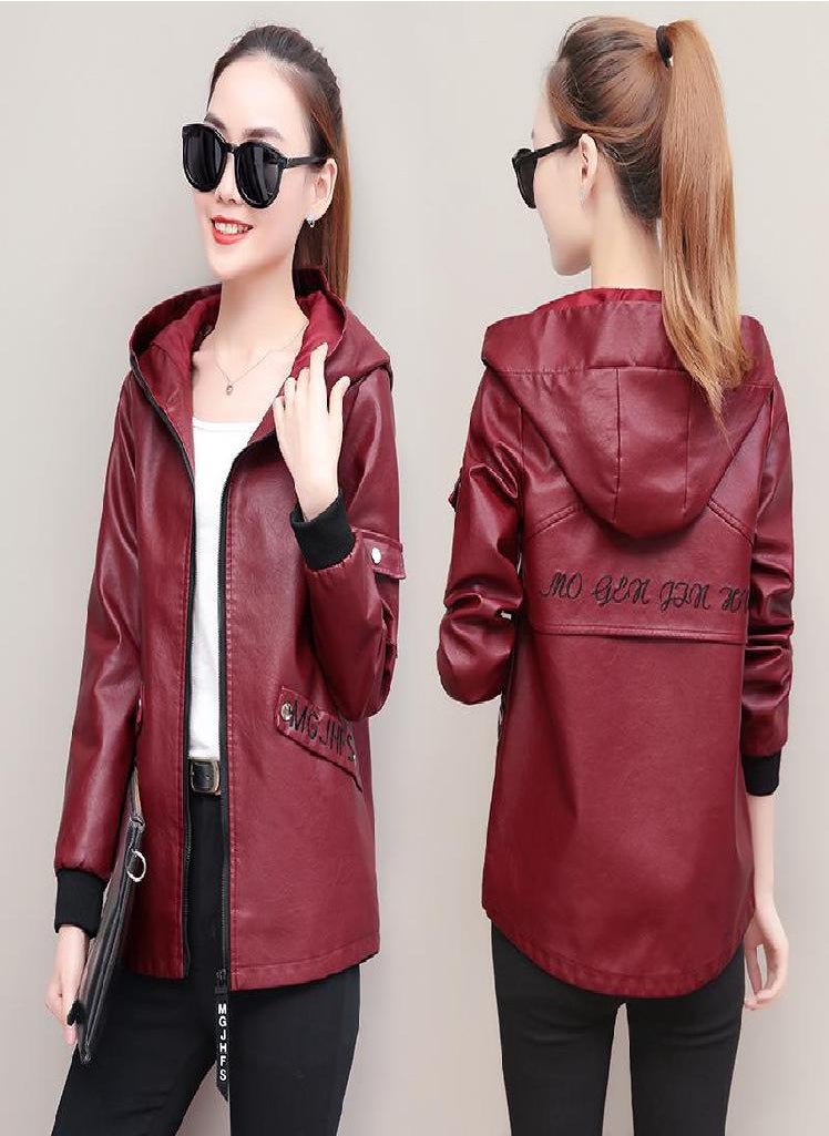 Eckek - Short Leather Jacket Women Pu Leather Jacket - Image 1