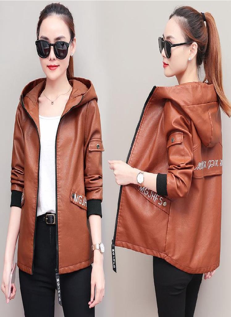 Eckek - Short Leather Jacket Women Pu Leather Jacket - Image 1