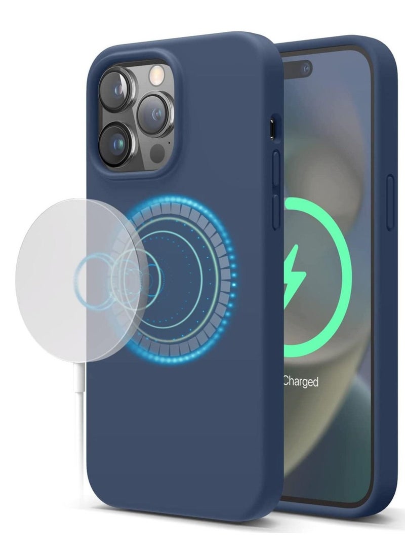 BGM Silicone for iPhone 14 Pro MAX case cover Shockproof compatible with MagSafe - Jean Indigo 