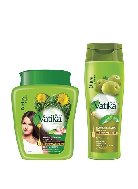 Vatika Naturals Hot Oil Treatment with Cactus & Nourish and Protect Shampoo | Natural & Herbal | For Intense Nourishment & Protection -  1 Kg + 200 ml