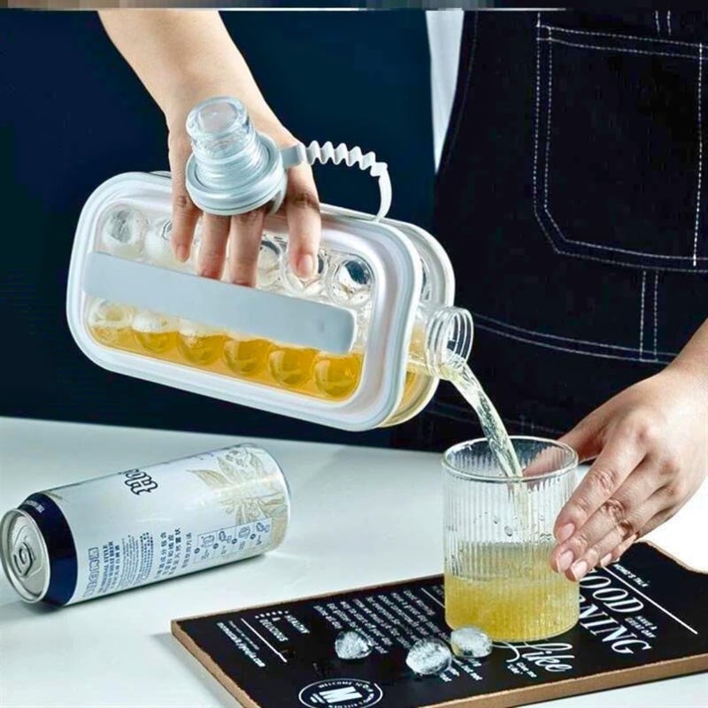2 In 1 Ice Cube Tray Bottle With 17 Ice Ball Grids Portable Ice Maker With Lid Leak Proof Freezing Cup For Drinks Coffee Juice Cooling Mold For Kitchen Refrigerator And Beverage (Champagne) - Image 3