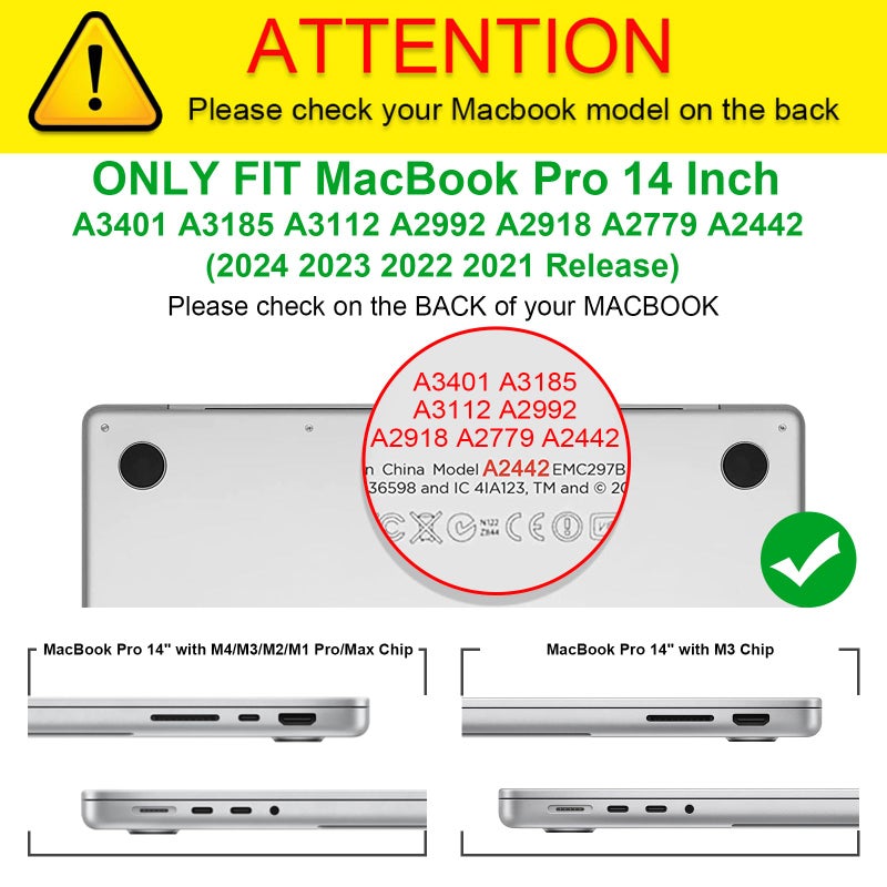 Fintie Case for MacBook Pro 14 Inch A3401 A3185 A3112 A2992 A2918 A2779 A2442 with M4 M3 M2 M1 Chip (2024 2023 2022 2021 Release) - Heavy Duty Rugged Hard Shell Case Cover with TPU Bumper, Clear - Image 2