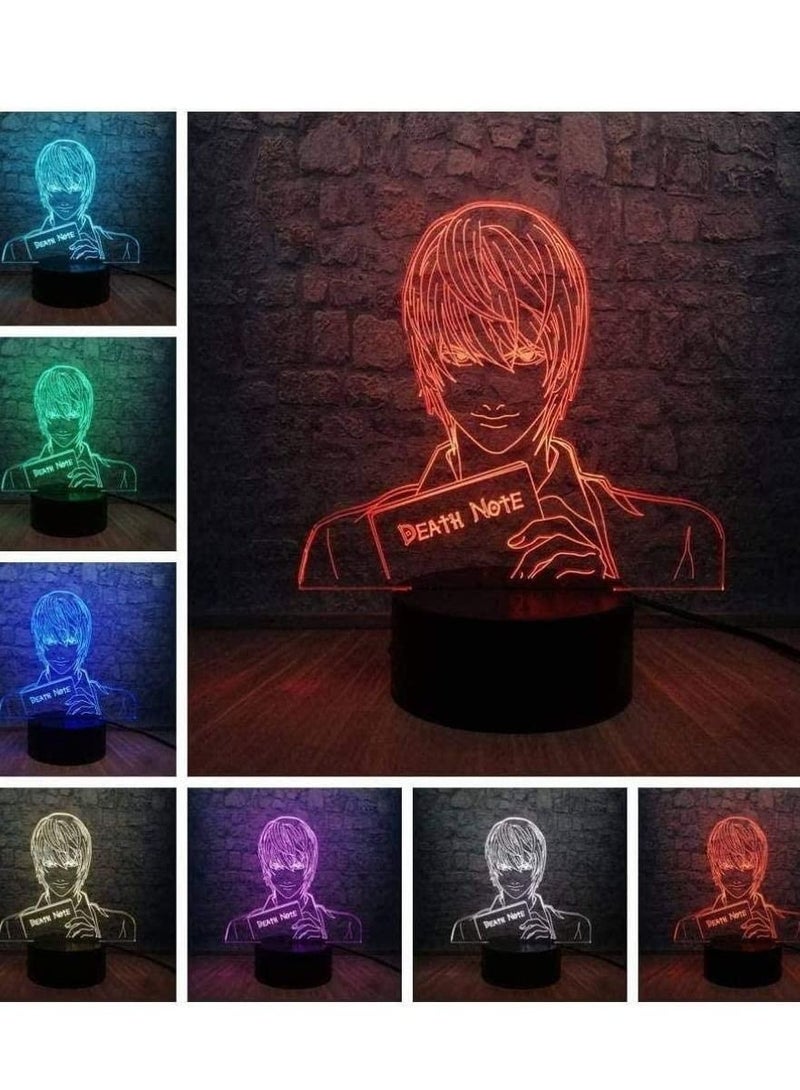althiqahkey 3D Illusion Lamp LED Night Light Hot Night Anime Note Figure Yagami Multicolor Light Bulb Home Decorative Teenager Birthday Gift Kids Toys - Image 2