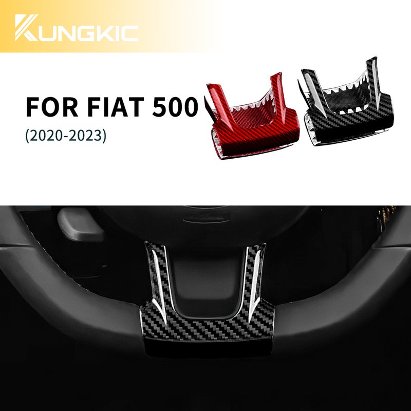 غطاء داخلي من ألياف الكربون الحقيقية الصلبة بالألوان الإيطالية الثلاثية مناسب لـ Fiat 500 Abarth 595 695 2020 2021 2022 2023 - Image 2