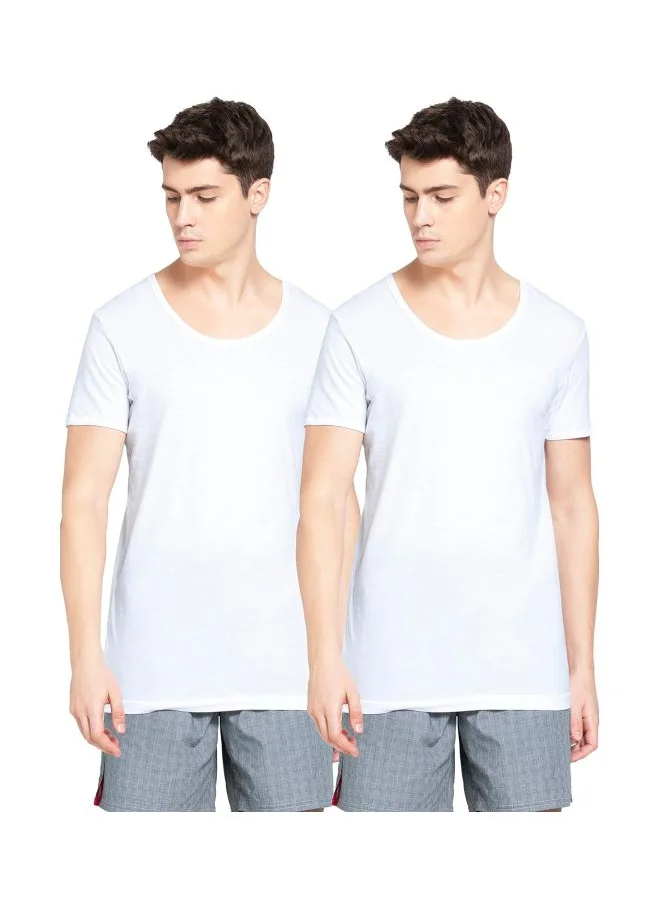 جوكي Jockey 8817 Men Super Combed Cotton Round Neck Half Sleeved Vest with Extended Length for Easy Tuck Pack of 2
