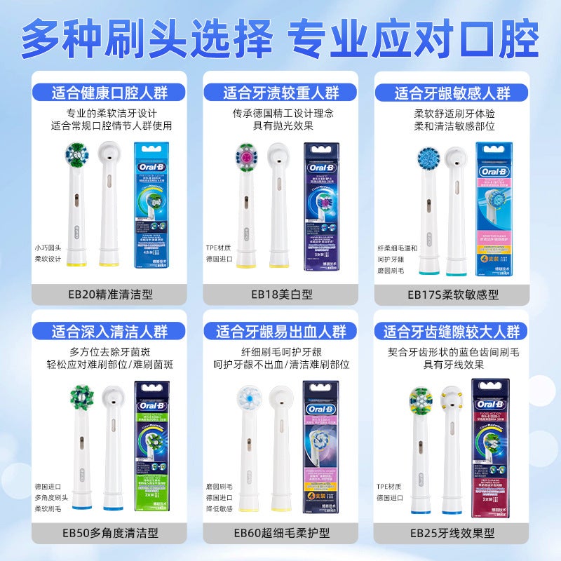 German Brand Original Oral-B/Oral-B Eb20 Universal Electric Toothbrush Replacement Daily Cleaning Brush Head - Image 4