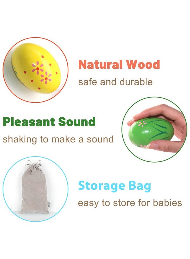 EHOME Christmas Egg Shakers Christmas Basket Stuffers, 6Pcs Wooden Percussion Musical Shake Prefilled Christmas Eggs For Toddler, Egg Fillers, Montessori Maracas For Kids Baby With Storage Bag - Image 2