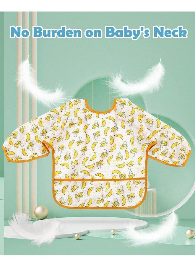 Lictin Baby Bibs For Boy Or Girl Baby Bibs For Eating Long Sleeve Bib Waterproof Toddler Bibs 024 Months Neutral Baby Smock Reusable Infant Baby Bibs For Feeding Teething Or Weaning 5 Pcs  - Image 3