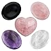 SUNYIK SUNYIK Natural Gemstone Thumb Worry Stone and Rose Quartz Puffy Heart Palm Pocket Crystal Kit for Anxiety Healing  - Image 2