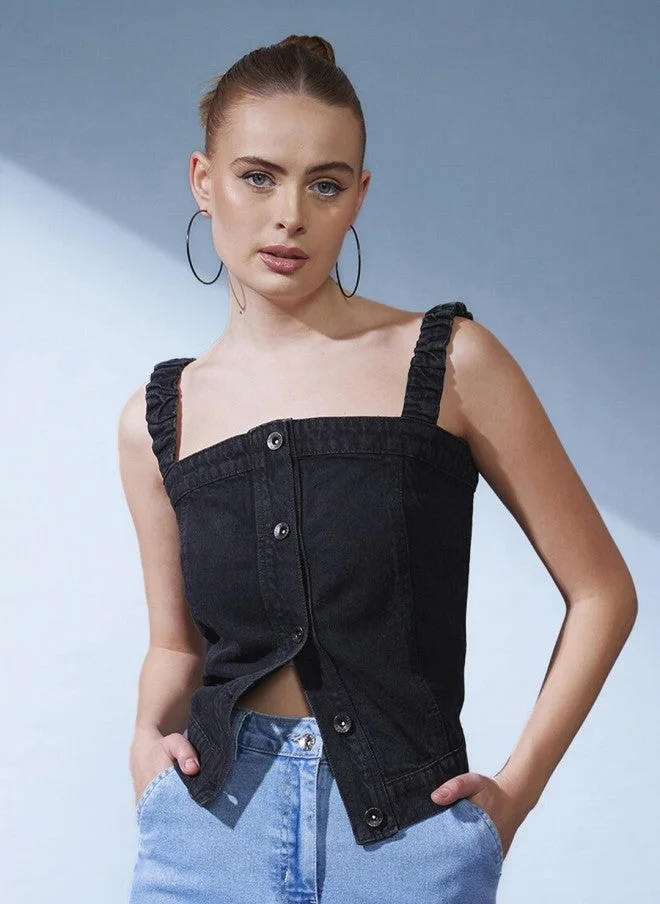 Black Denim Top for Women