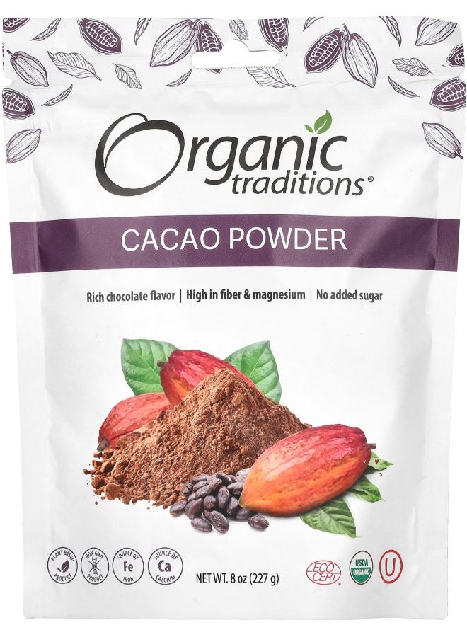 Organic Traditions مسحوق الكاكاو 8 أونصات (227 جرام)