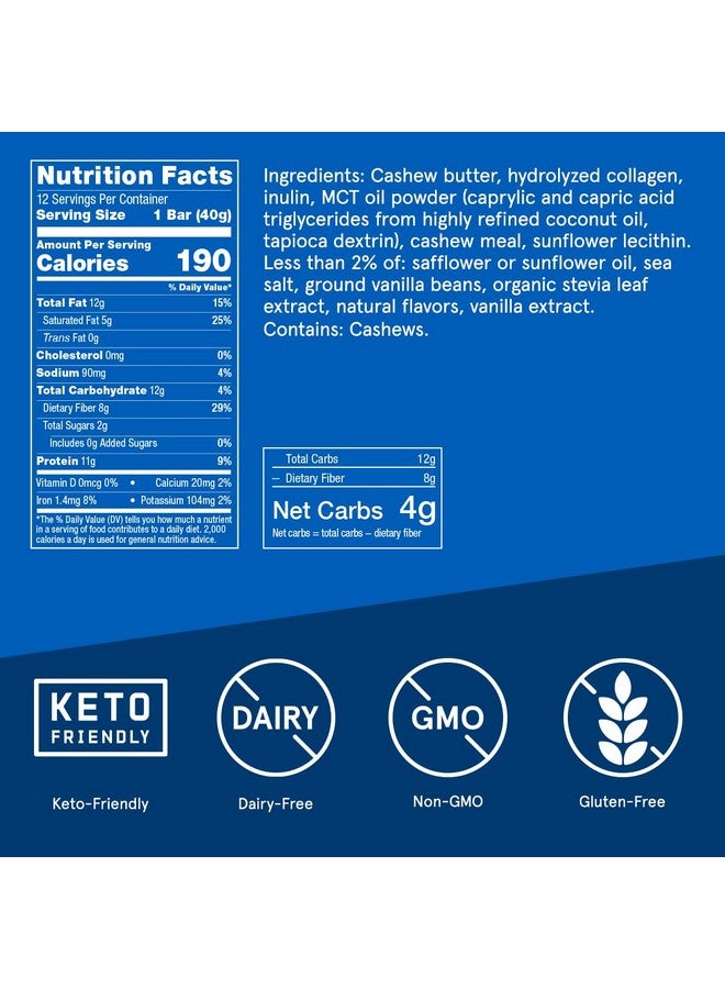 Bulletproof Collagen Protein Bars, Vanilla Shortbread, 11g Protein, 12 Pack, Bulletproof Grass Fed Healthy Snacks, Made with MCT Oil, 2g Sugar, No Added Sugar - Image 2