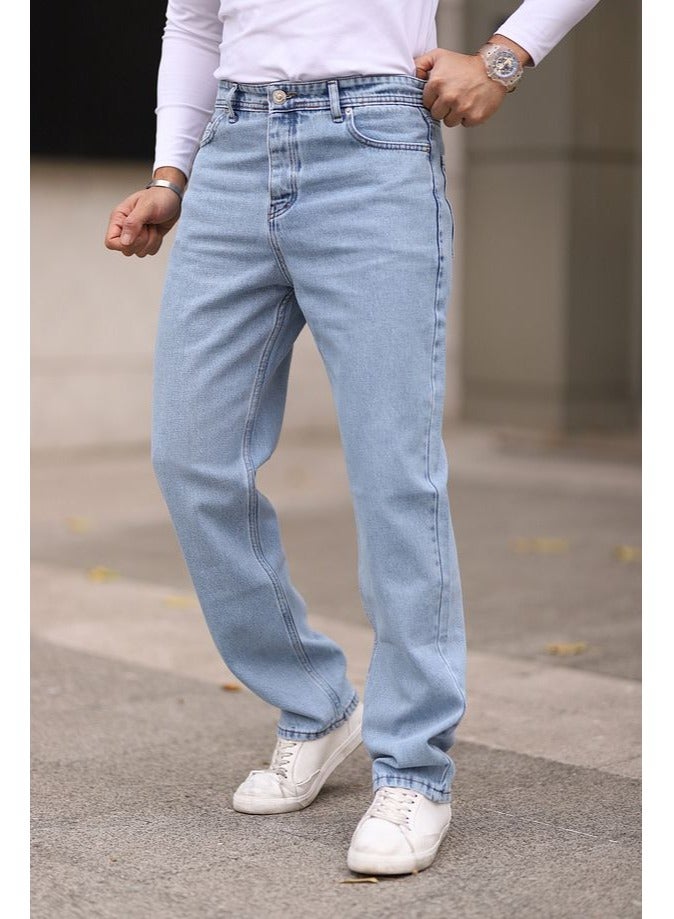 Trendyol Man Light Blue % Cotton Men's Baggy Fit Jeans Trousers - Image 1
