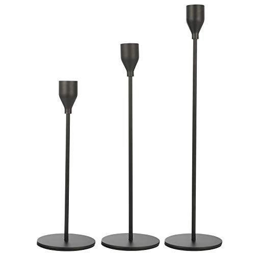 Anndason Set of 3 Black Candlestick Holders  Decorative Taper Candle Holders for Home Decor Wedding Dining Party Anniversary