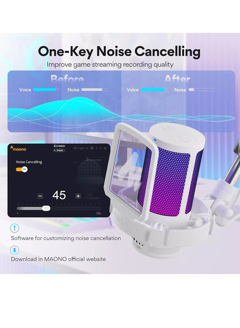 Maono - Gaming Microphone with Noise Cancellation, USB Condenser RGB Mic for Streaming, Podcasts, Twitch, YouTube, Discord, Plug and Play for PC, Computer, Mac, PS4, PS5, DGM20S - Image 1