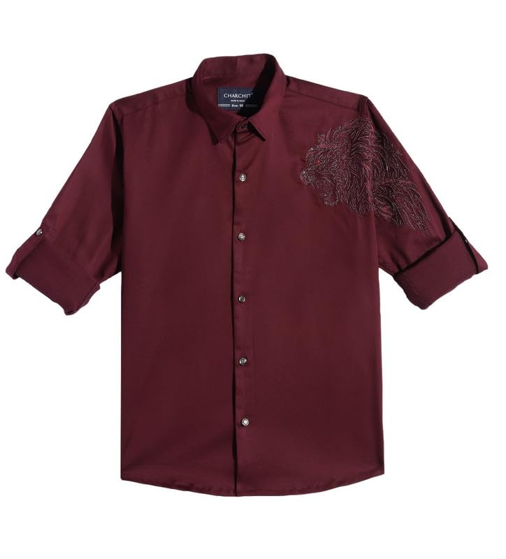 CHARCHIT Boys Regular Fit Plain Full Sleeve Shirt - Image 3