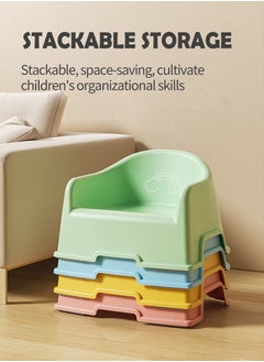 Beirui Children's plastic backrest chair, baby stool backrest chair, kindergarten correction chair, home use with armrests and anti fall small stool, non slip shower seat, baby shoe changing stool  - Image 5