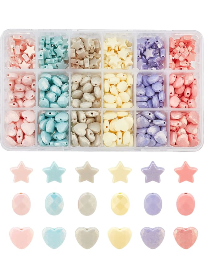540Pcs Candy Color Acrylic Heart Beads Star Beads Round Oval Beads Colorful Assorted Plastic Pastel Beads for Jewelry Making - Image 1