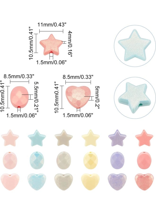 540Pcs Candy Color Acrylic Heart Beads Star Beads Round Oval Beads Colorful Assorted Plastic Pastel Beads for Jewelry Making - Image 2