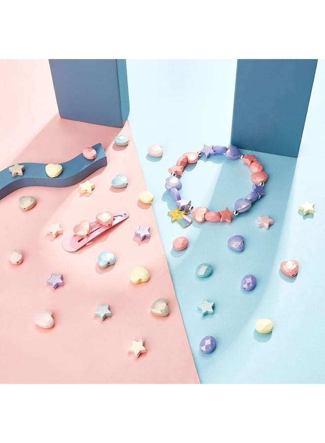 540Pcs Candy Color Acrylic Heart Beads Star Beads Round Oval Beads Colorful Assorted Plastic Pastel Beads for Jewelry Making - Image 5