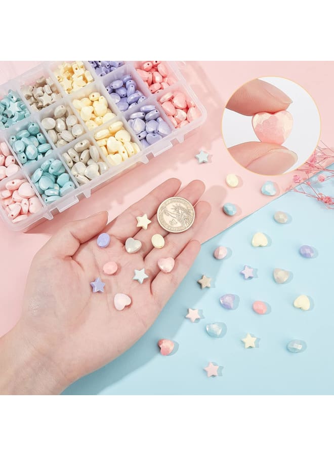540Pcs Candy Color Acrylic Heart Beads Star Beads Round Oval Beads Colorful Assorted Plastic Pastel Beads for Jewelry Making - Image 3