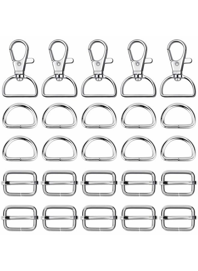 Paxcoo 50Pcs Keychain Bulk with Key Chain Swivel Hook D Rings and Slide Buckles for Handbag Purse Hardware Craft (1 Inch) - Image 1