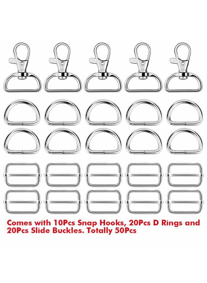 Paxcoo 50Pcs Keychain Bulk with Key Chain Swivel Hook D Rings and Slide Buckles for Handbag Purse Hardware Craft (1 Inch) - Image 2