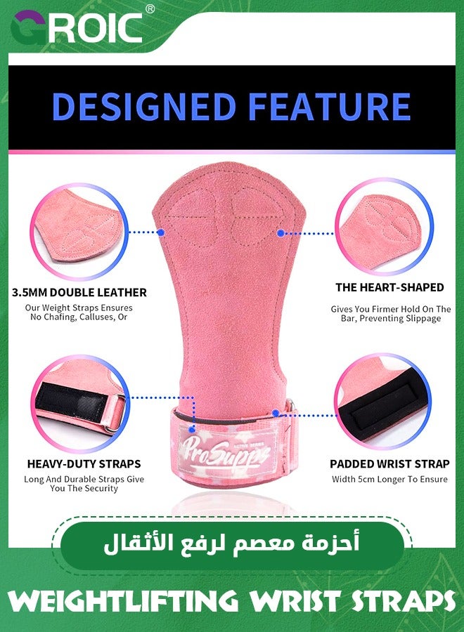 GROIC Weightlifting Wrist Straps with Cushion Wrist Loop,Leather Weight Lifting Wrist Straps for Deadlifts, Powerlifting, Heavy Shrug Weightlifting Wrist Straps for Adults - Image 2