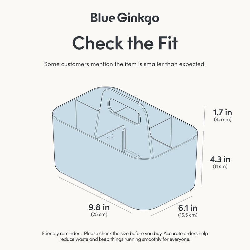 BLUE GINKGO منظم حامل متعدد الاستخدامات - حامل بلاستيكي قابل للتكديس بمقبض | حامل مكتب، مكياج، سكن طلابي، منظمات فنون الفصل الدراسي (صنع في كوريا) - أزرق - Image 3