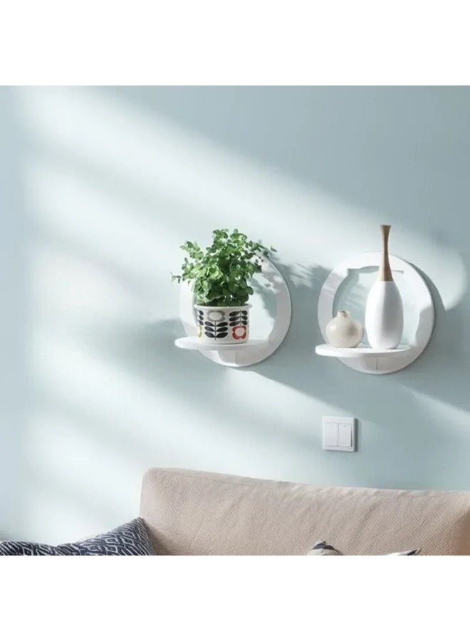 white, circular floating shelves are modern decorative wall - Image 3