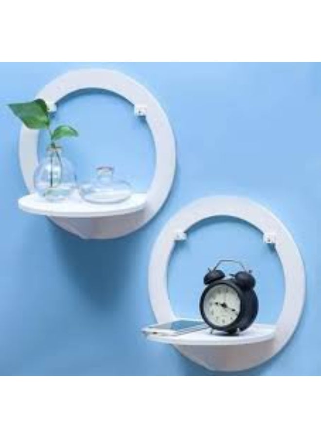 white, circular floating shelves are modern decorative wall - Image 5