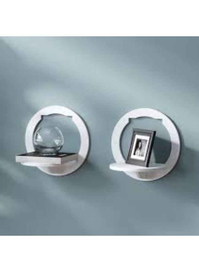 white, circular floating shelves are modern decorative wall - Image 1