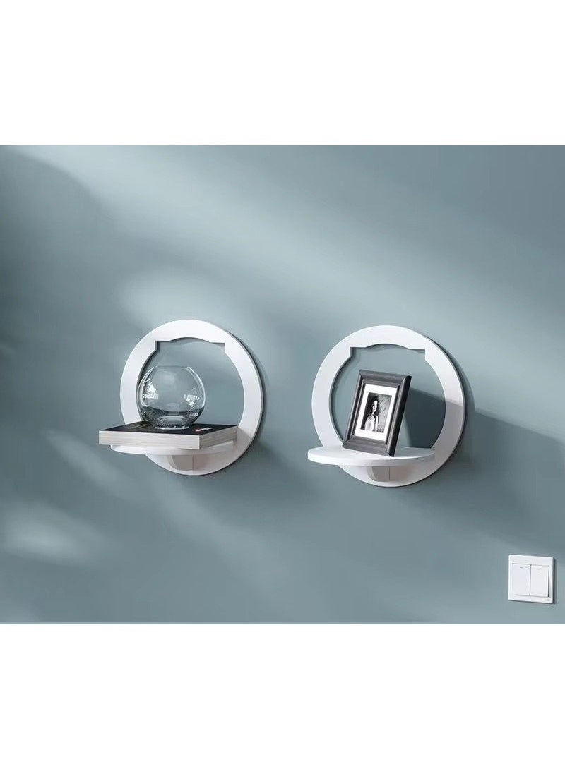white, circular floating shelves are modern decorative wall - Image 2