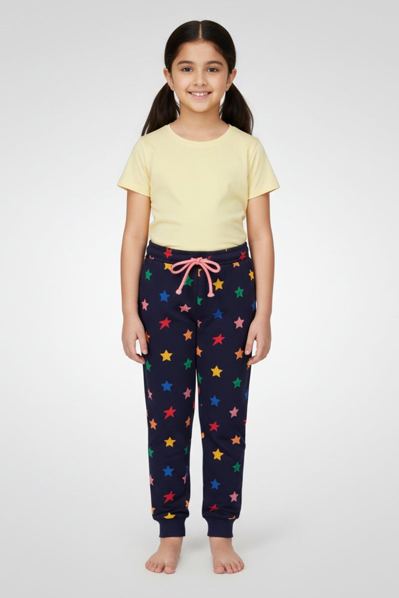 Hamleys Kids Girl Allover Print Jogger Pants, Navy - Image 1