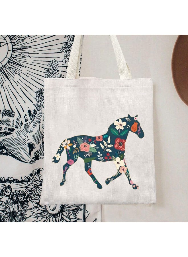 TOBGBE Horse Gift Horse Lover Tote Bag Inspirational Horse Gift For Women Floral Horse Bag Equestrian Gift (Floral Horse Tote)  - Image 3