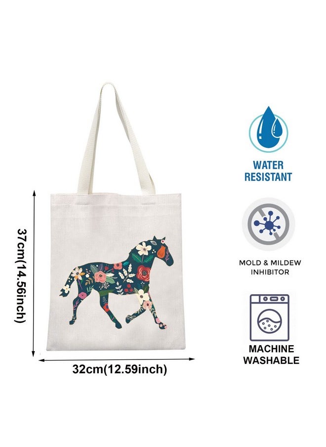 TOBGBE Horse Gift Horse Lover Tote Bag Inspirational Horse Gift For Women Floral Horse Bag Equestrian Gift (Floral Horse Tote)  - Image 2