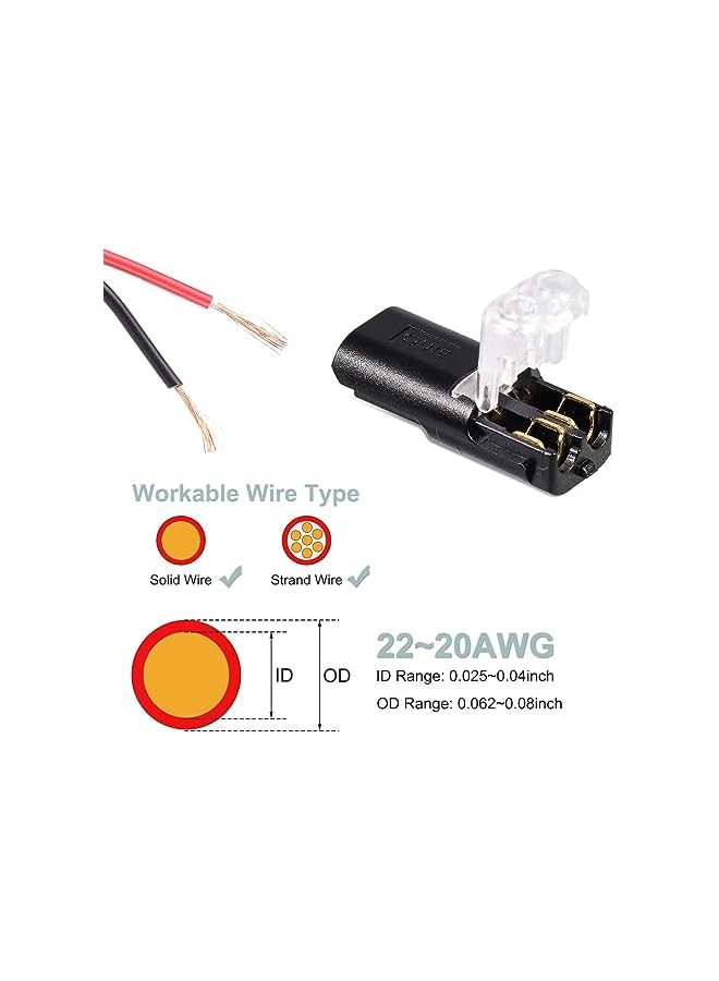 The Bros 20Pcs Double-Wire Plug-in Connector, Solder-Free Wire Connector, Pluggable Led Wire Connectors with Locking Buckle Fast Connect Low Voltage Wire Connectors - Image 5