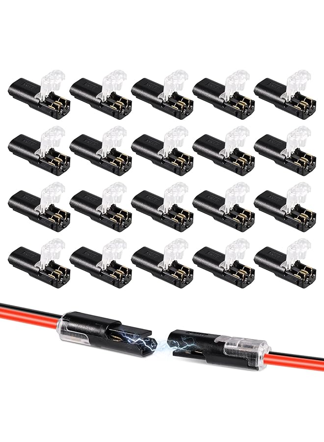 The Bros 20Pcs Double-Wire Plug-in Connector, Solder-Free Wire Connector, Pluggable Led Wire Connectors with Locking Buckle Fast Connect Low Voltage Wire Connectors - Image 1