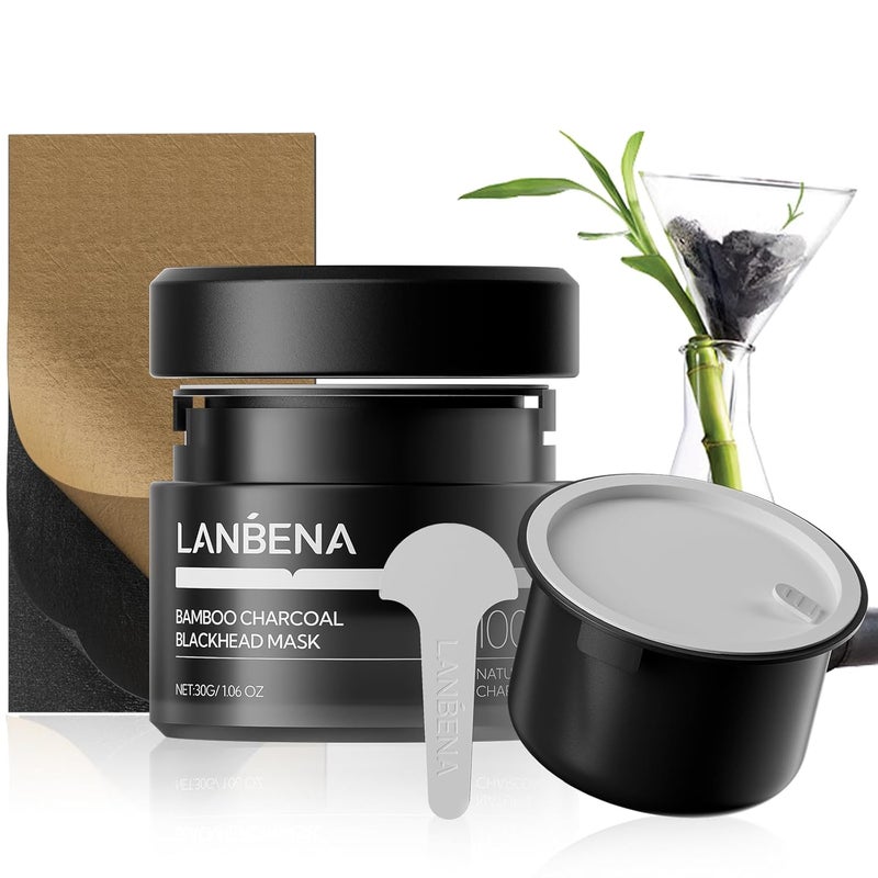 LANBENA LANBENA 30 Bamboo Charcoal Nose Pore Strips UPGRADED Blackhead Remover Mask for Stubborn Blackheads Dirts Whiteheads Oil and More Face Pore Purifying Cleansing Aloe Vera Volcanic Ash