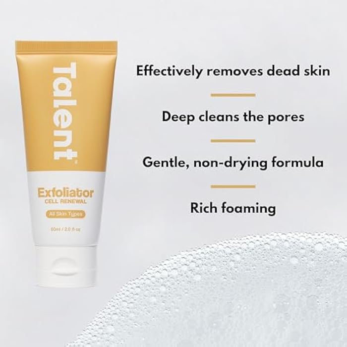 Talent Men's Cell Renewal Exfoliator – Korean Skincare, EWG Verified, Fragrance-Free Volcanic Rock Face Scrub, All Skin Types, 2 fl oz - Image 3