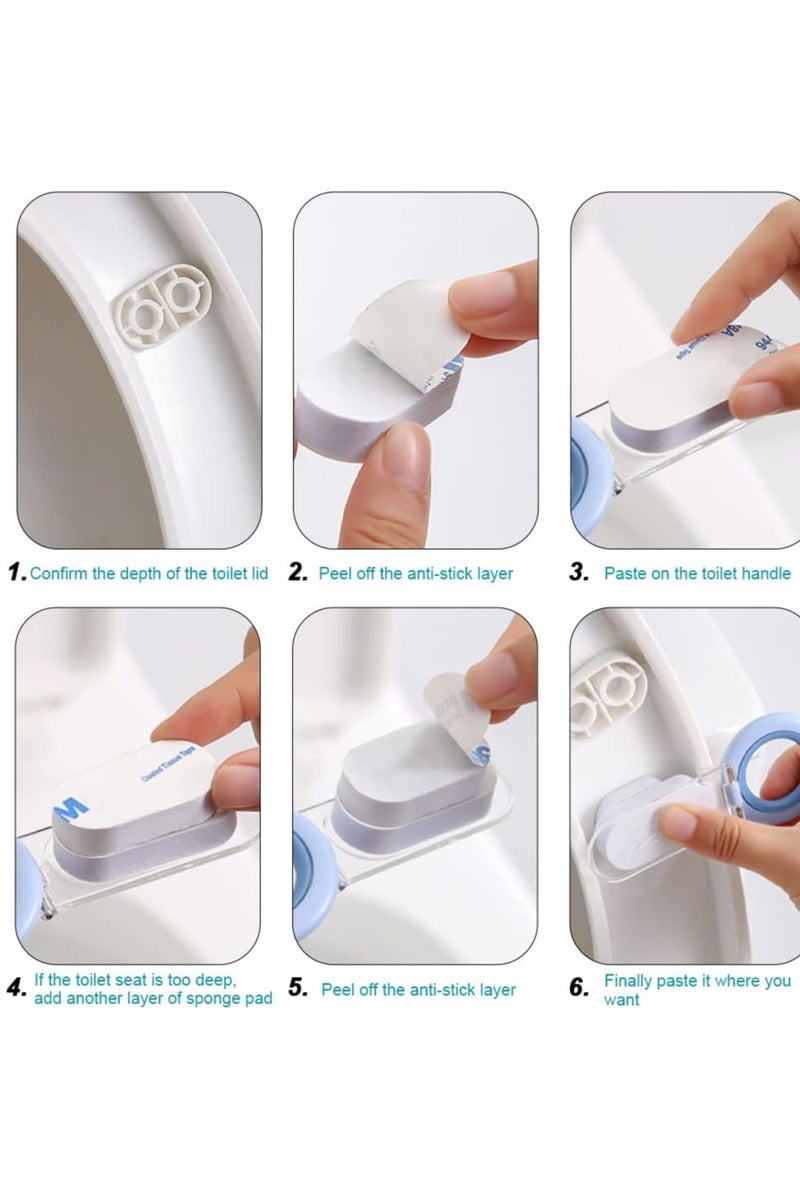 هومستر 6 قطع مرحاض مقعد رفع, مرحاض مقعد حامل Clip Up, تجنب الاتصال مرحاض غطاء رفع, مقبض غطاء المرحاض اللاصق الذاتي, مقبض نظيف الغطاء السفلي رفع - Image 3