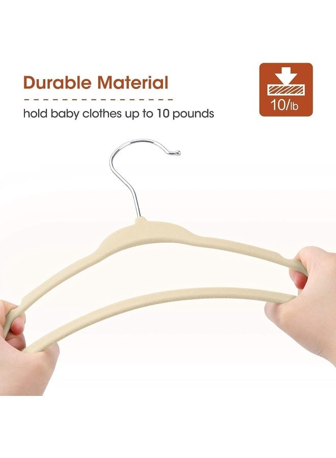 Red Dot Gift Beige Baby Velvet Hangers (10-Pack) – 28cm Non-Slip Toddler & Nursery Clothes Hangers, Space-Saving Design with 360-Degree Swivel Chrome Hook - Image 4