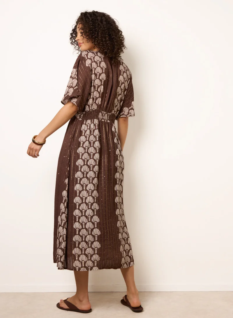 Blue Vanilla Shell Embroidered Midi Dress