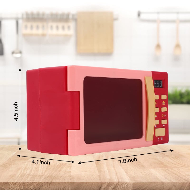 Cuterabit Toy Microwave Oven Playset with Light and Sound, Toy Kitchen Appliances for Kids, Play Kitchen Accessories and Toy Food for Toddlers 3 Year Old Up Girls Boys, Red - Image 4