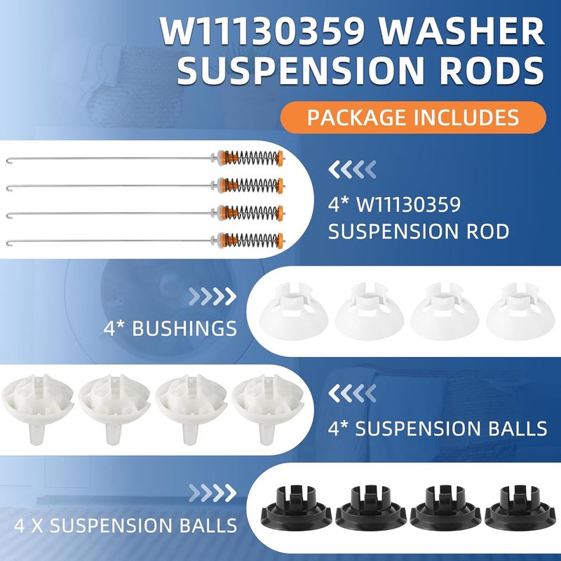 MIFLUS Washer Suspension Rods W11130359 for Whirlpool, Maytag, Kenmore, Crosley - Image 4